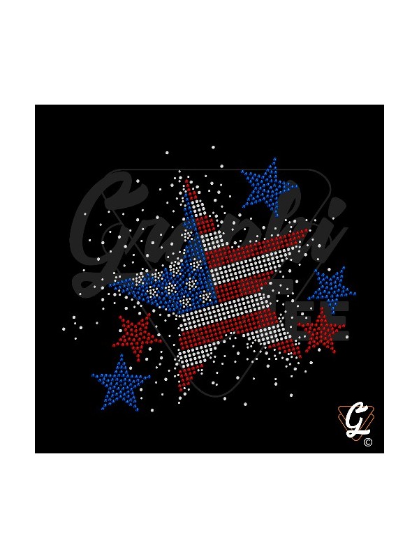 Strass et paillettes motif USA