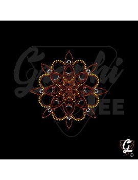 Mandala en strass thermocollant orange