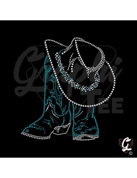 Santiags et chapeau motif strass turquoise