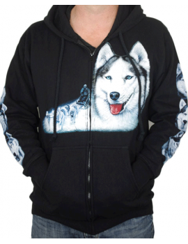 Sweat capuche zippé-Husky sibérien