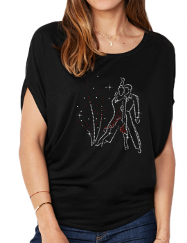 T-shirt strass motif couple de danseurs danse latine