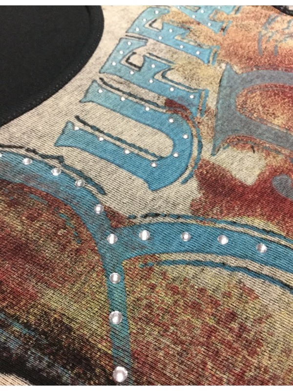 Top cowgirl chevaux manches 3/4