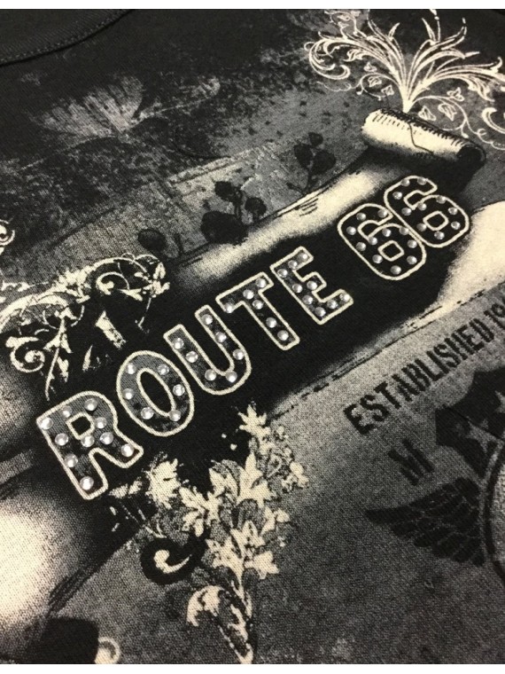 Top Route 66tout imprimé manches 3/4