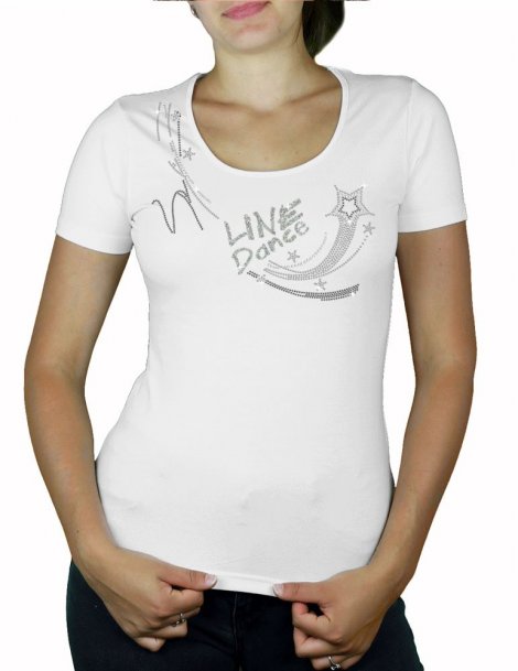 t-shirt motif en strass line dance étoile