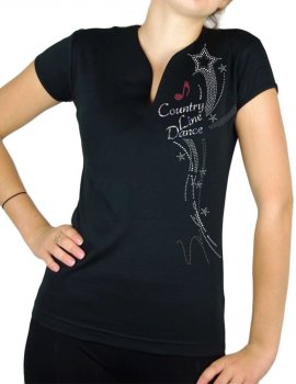 Country line dance étoile - T-shirt femme Col V