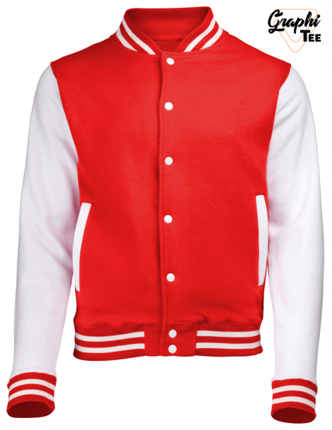 Veste college rouge, teddy manches blanche