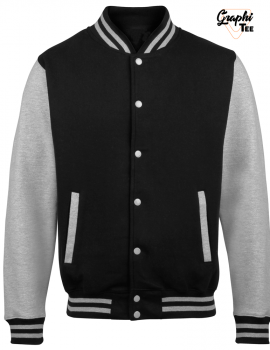 Varsity college jacket or teddy with grey sleeves