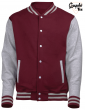 Varsity college jacket or teddy with gray sleeves