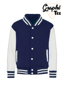 veste enfant varsity teddy manches blanches