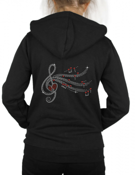 women's hoodie pattern rhinestone treble clef