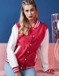 Veste college rouge, teddy manches blanche