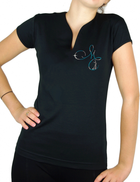 Magali CHABRET - T-shirt noir femme col V