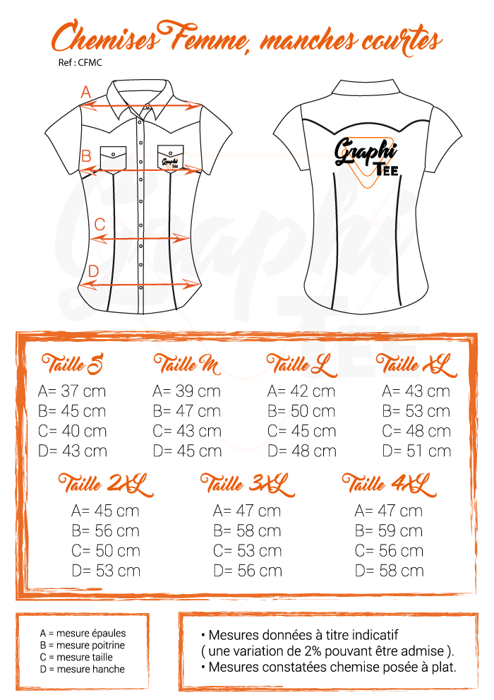 guide des tailes chemises western graphi-tee